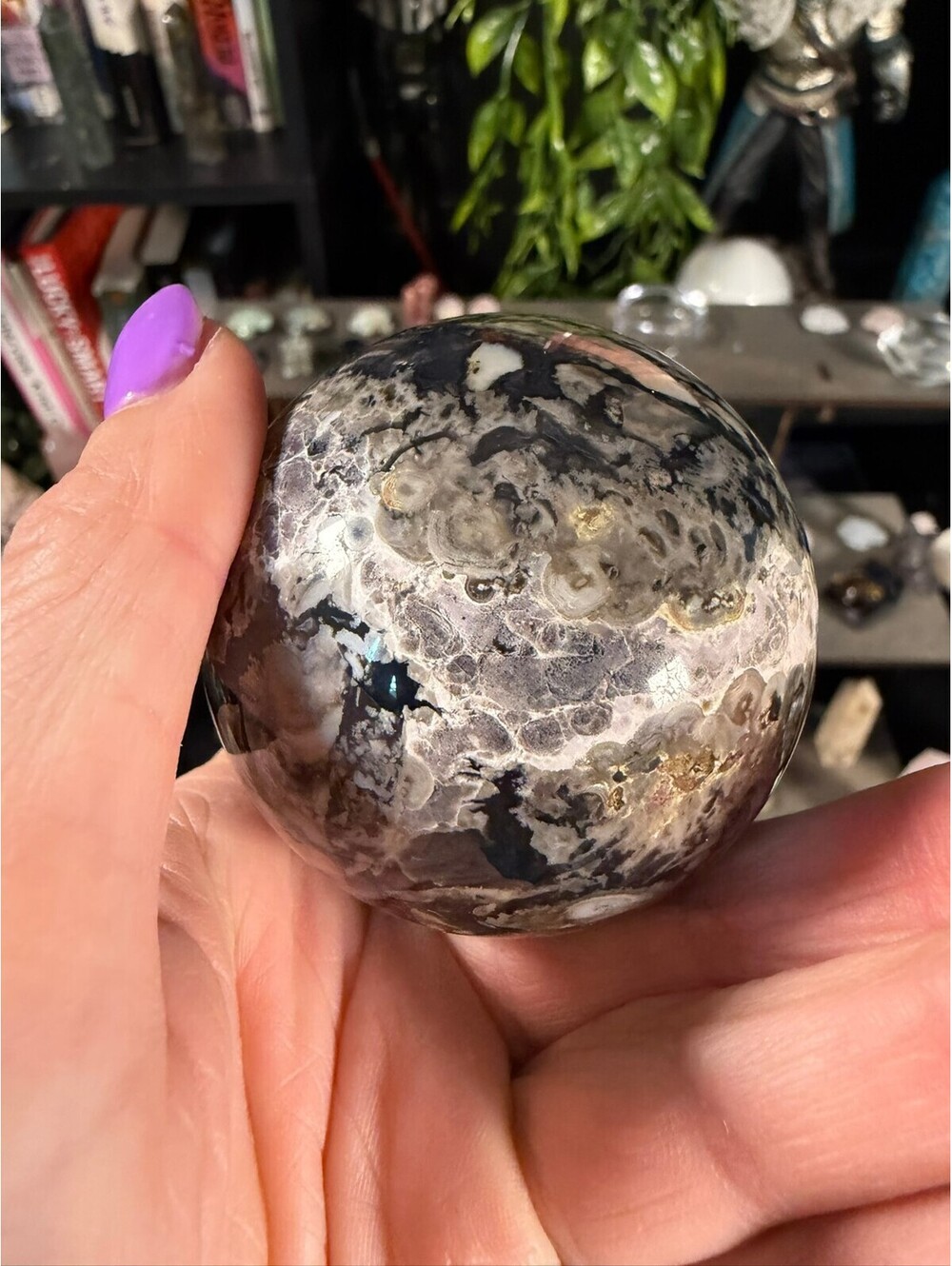 Volcano Agate Crystal Sphere - Picture 3 of 3